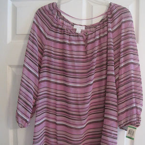 CHARTER CLUB PURPLE STRIPED TOP BLOUSE